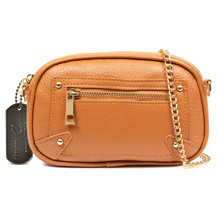 Asola borsa a tracolla, in pelle autentica finitura dollaro.