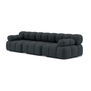 Ruby - canapé droit modulable 3 places en velours texturé - Noir