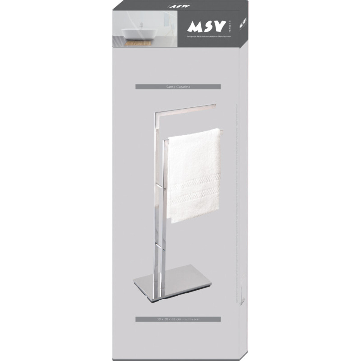 MSV Porte Serviettes 2 branches Acier SANTA CATARINA Chrome