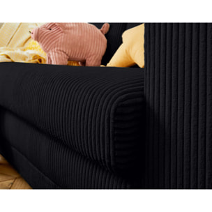 Marilia - canapé 2 places - convertible déplimousse - en velours côtelé - Noir