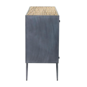 Aparador Metal Bambu Azul Marron 120x41x82 Cm