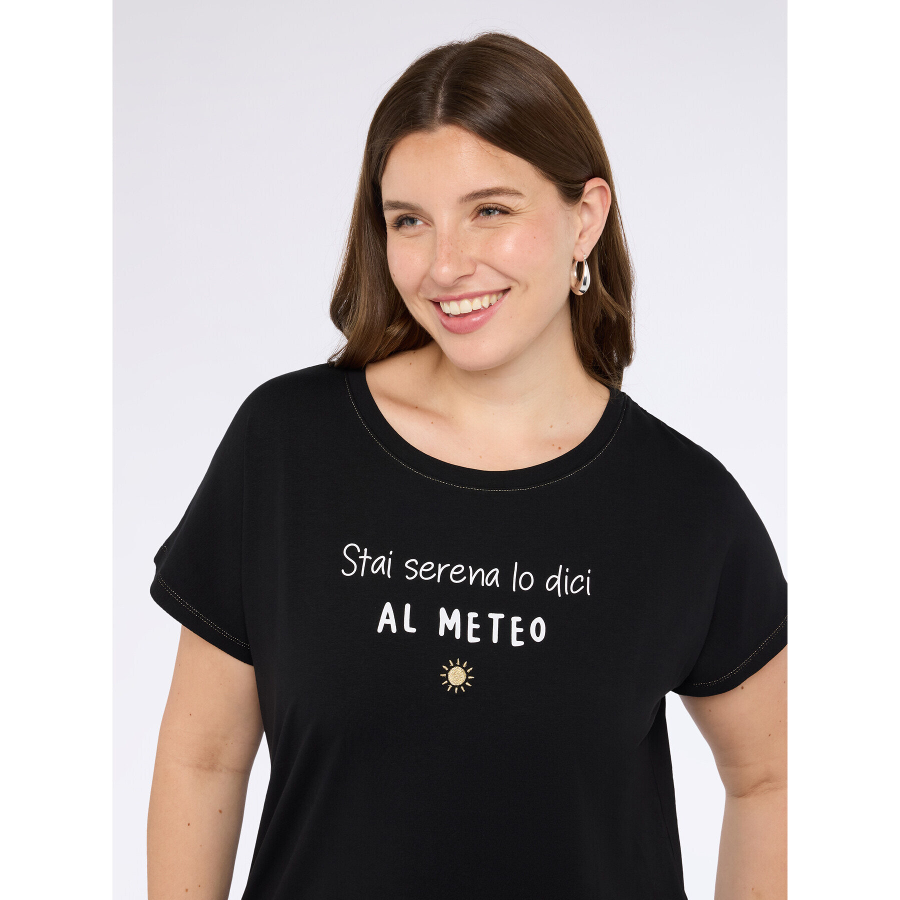 Fiorella Rubino - T-shirt in jersey con frase divertente - Nero