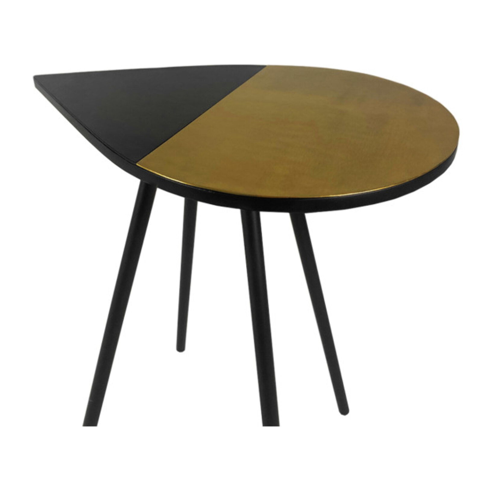 Bout de canapé original en métal noir & plateau doré/noir - GULL 303