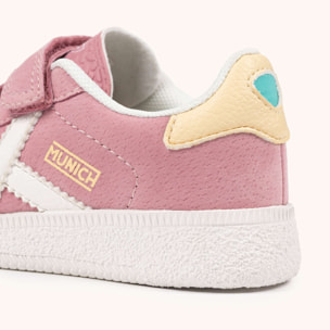 Zapatillas Infantiles Rosa Pastel con Velcro y Detalles en Blanco y Crema MUNICH MINI BARRU VCO 18
