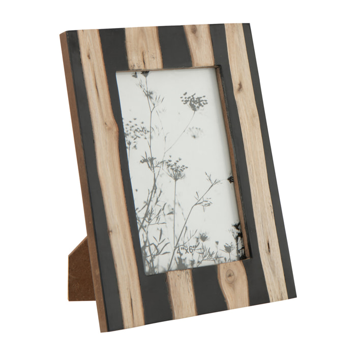 J-Line cadre photo - bois - noir/or - small