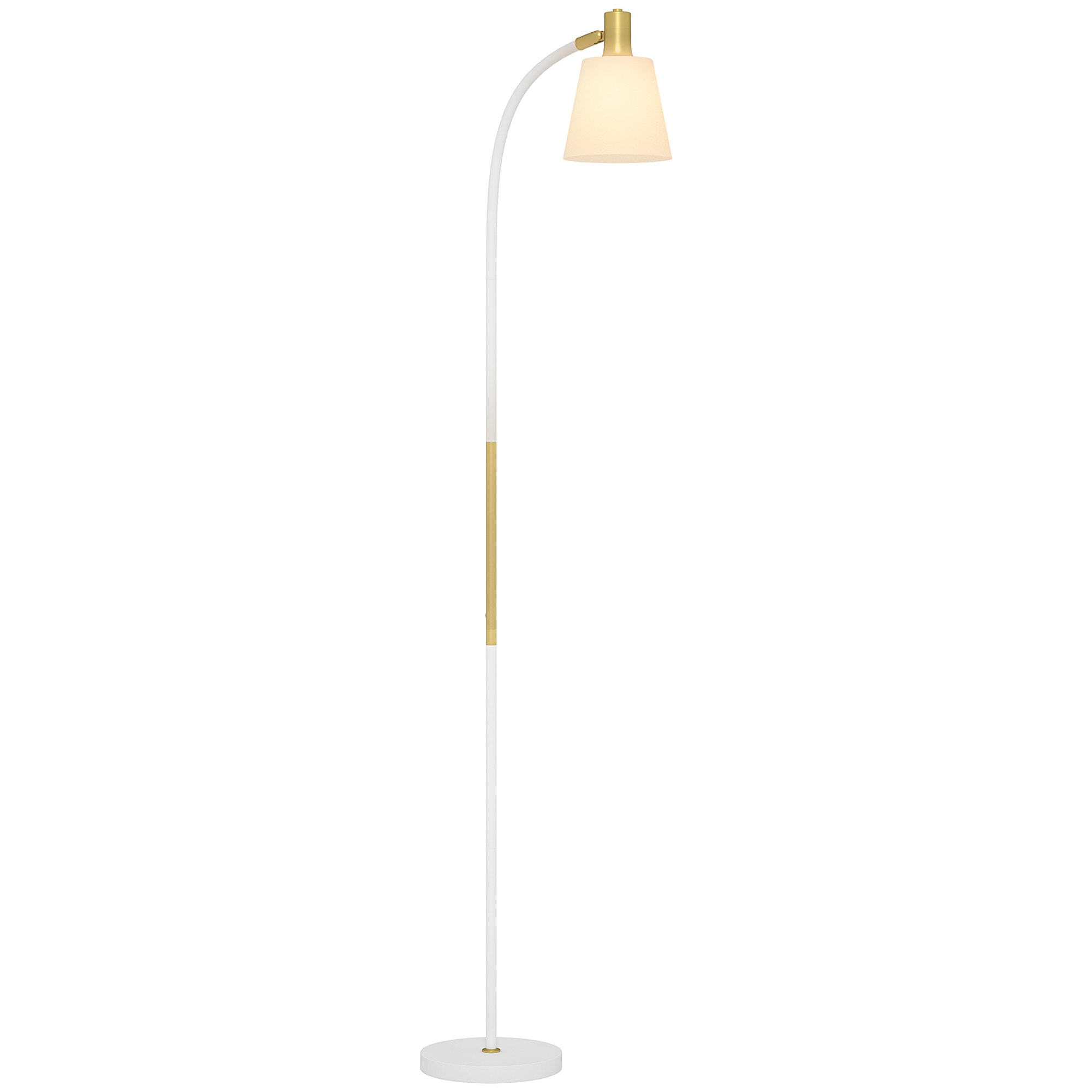 Lámpara de Pie LED Lámpara de Pie Salón con Altura Ajustable Pantalla Interruptor Basculante para Sala de Estar Oficina Dormitorio Blanco y Dorado