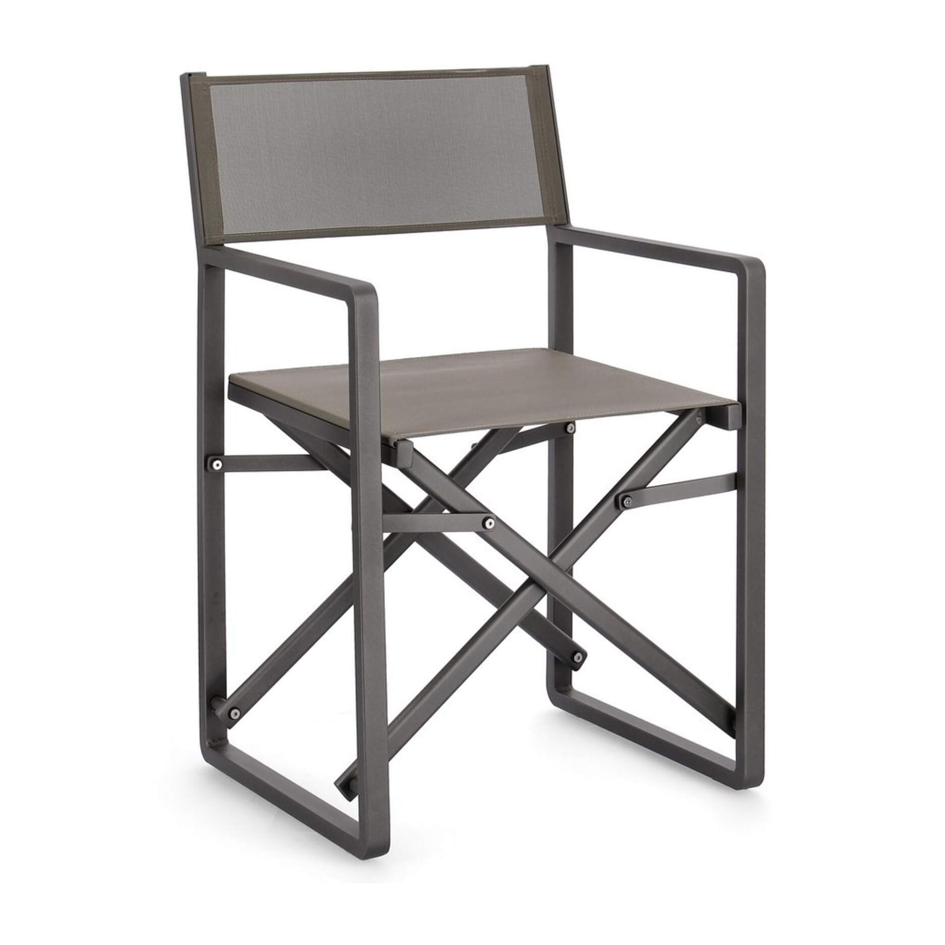 Set sedie regista da giardino KONNOR in textilene tortora e struttura in alluminio antracite
