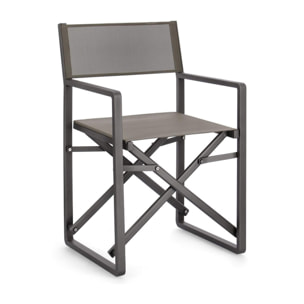 Set sedie regista da giardino KONNOR in textilene tortora e struttura in alluminio antracite