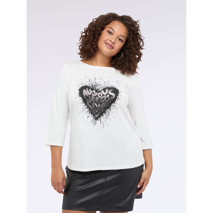 Fiorella Rubino - T-shirt in jersey con stampa rock - Bianco