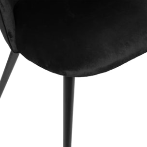 Chaise "Slano" - noir - velours - pieds métal noir