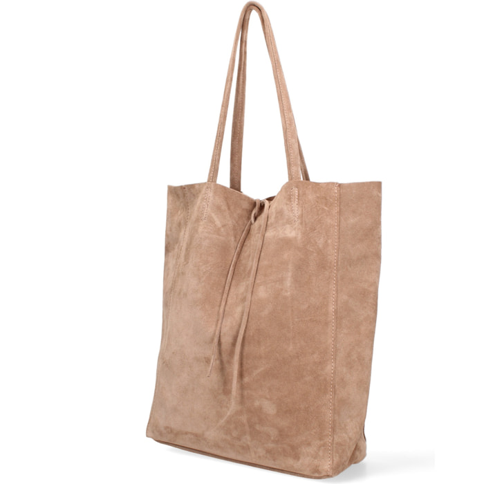 Borsa a mano da donna Made in Italy - Modello Lumena Prime - 100% pelle scamosciata - 28.0 x 35.5 x 12.5 cm