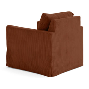 Serena - fauteuil déhoussable en velours côtelé - Terracotta