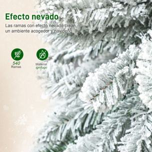 Árbol de Navidad Estrecho 180 cm, Árbol de Navidad Nevado con Luces LED Bicolores, Temporizador, 11 Modos de Iluminación, 540 Ramas, Soporte de Acero, Fácil de Montar, Verde
