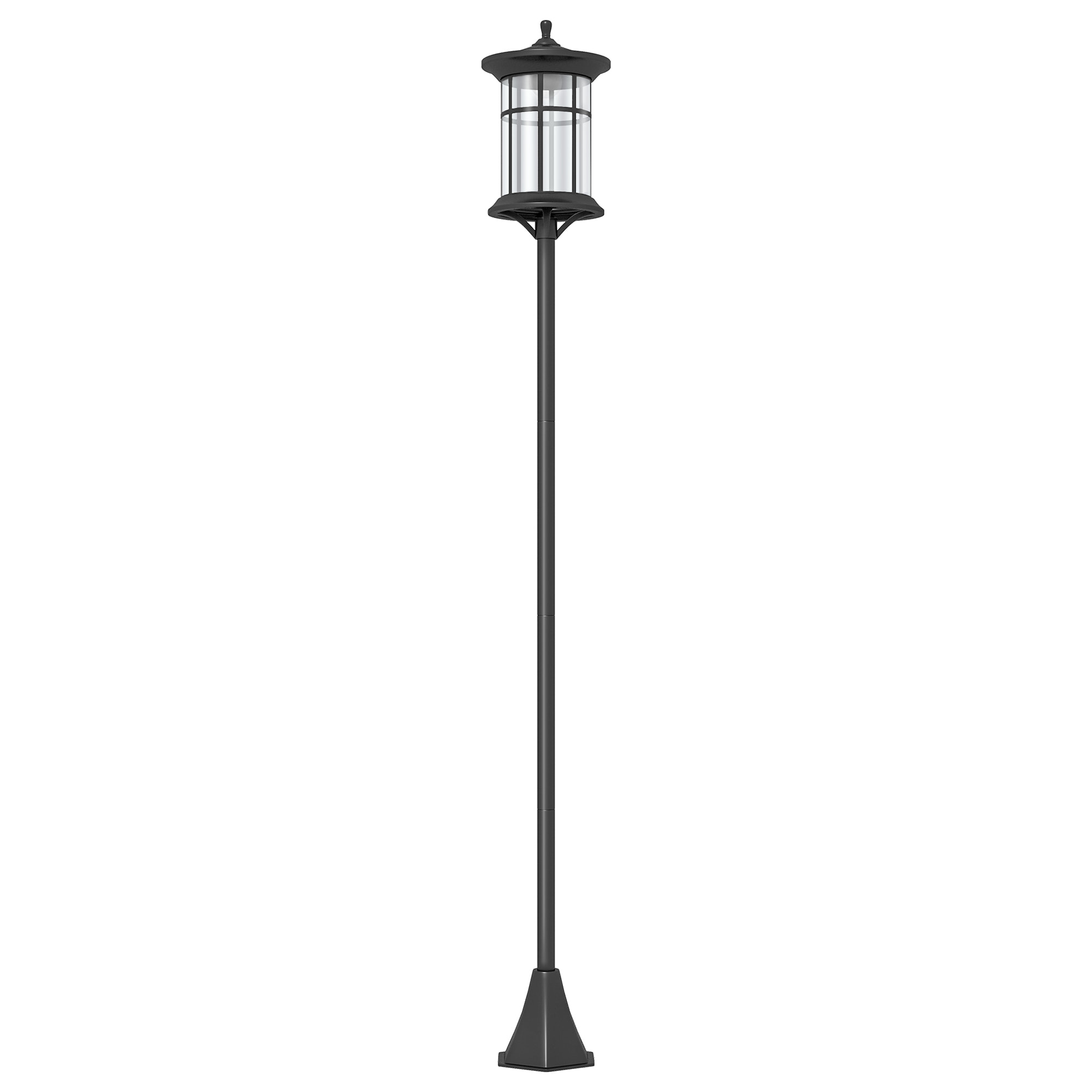 Outsunny Lampione Solare da Giardino Alto 184cm con Luce LED Bianco Freddo e IP44, Nero