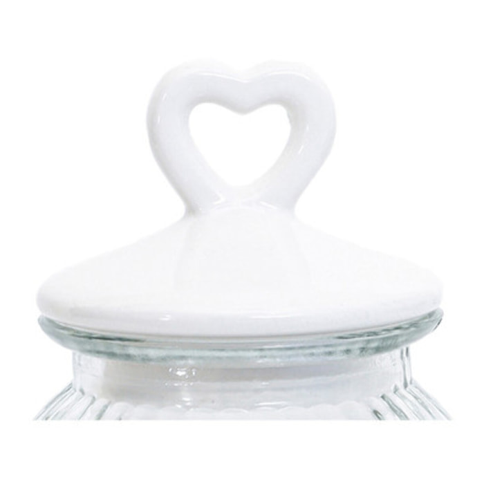 Barattolo in vetro con tappo in ceramica a cuore, contenitore alimenti trasparente, ideale per zucchero caffè biscotti e pasta, design elegante e pratico, organizer cucina resistente, facile da pulire