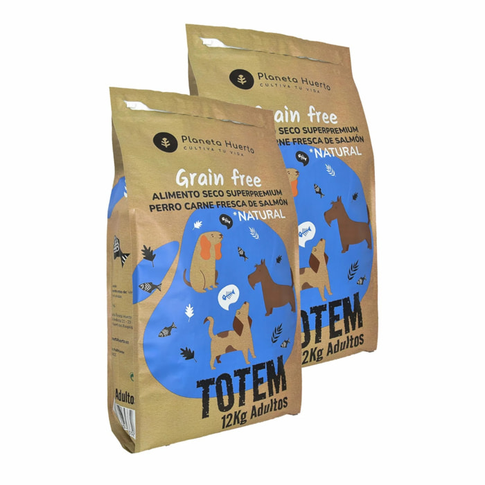 Pack 2 x Pienso Natural Grain Free Superpremium Salmón Planeta Huerto 12 Kg