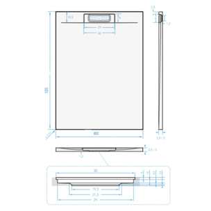 Fusion Receveur de douche 120x80cm en marbre coulé, Blanc (SATFU12080BL)