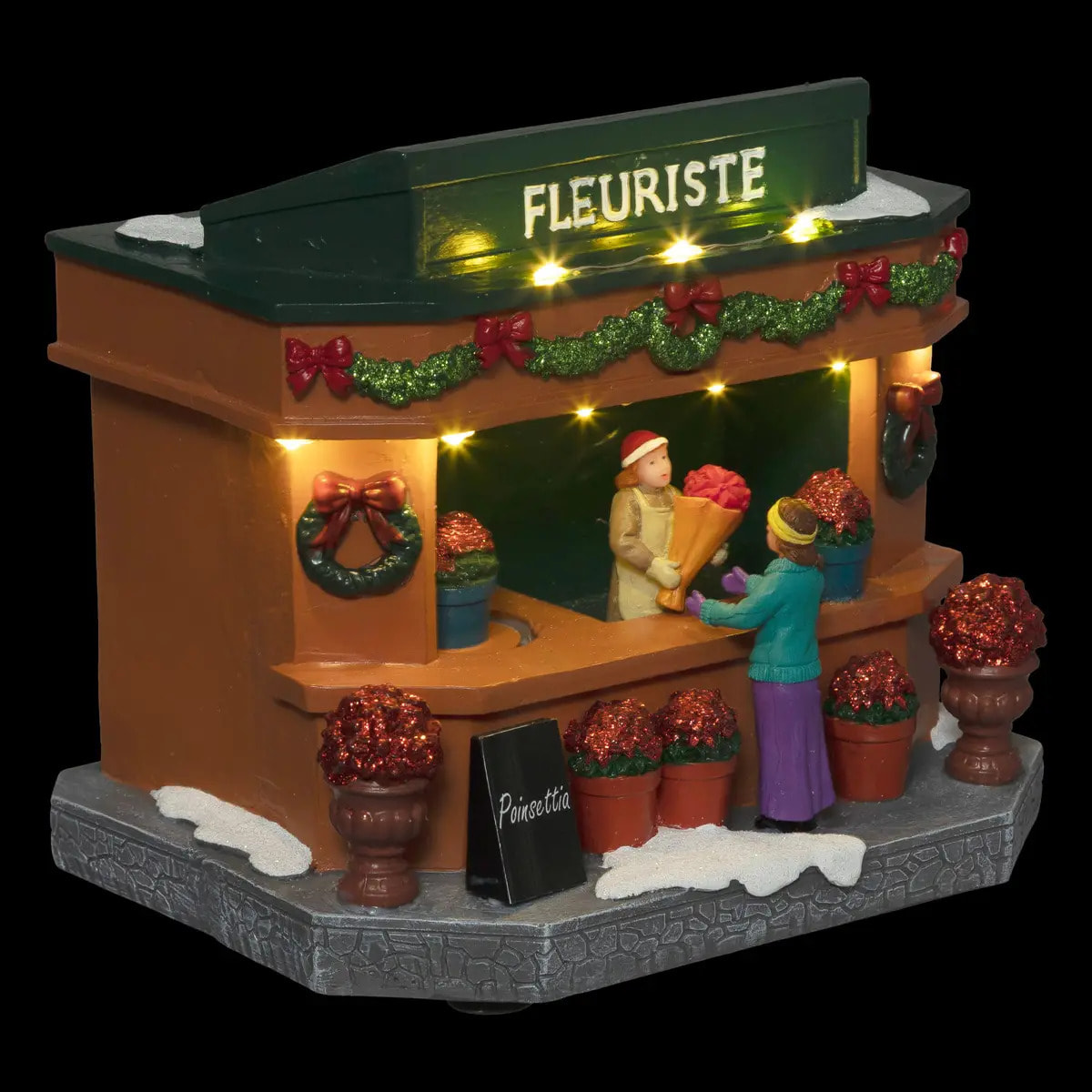 Village lumineux fleuriste 9 LED H.17,3cm