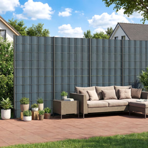 Kit de lamelles occultantes PVC brise vue 35m x 19cm avec 120 clips gris