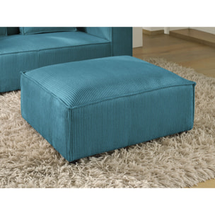 Stella - pouf en velours côtelé - style contemporain - Bleu canard