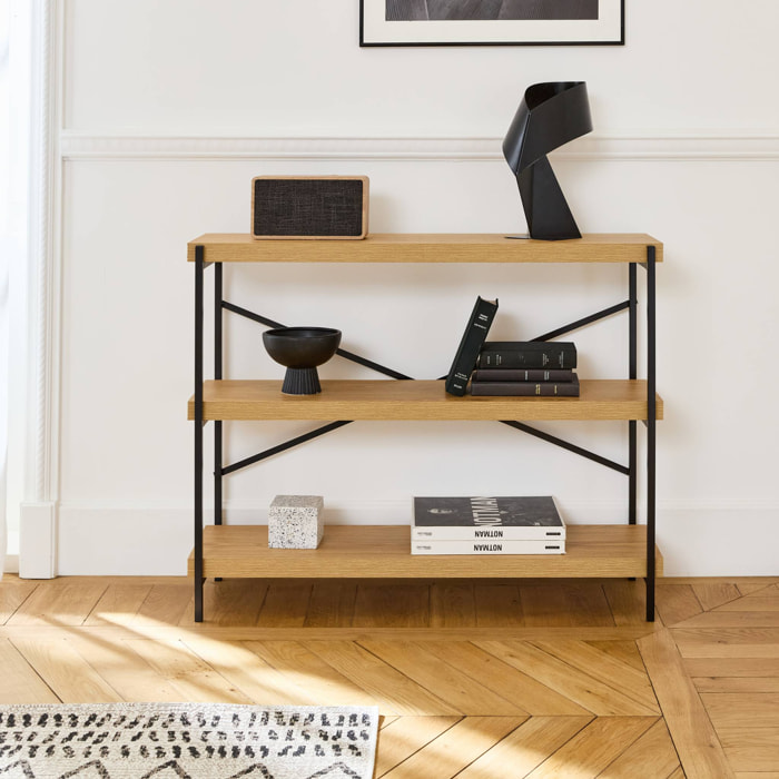 Etagère 3 niveaux industrielle effet frêne et métal - LOFT L 100 x l 30 x H 79cm
