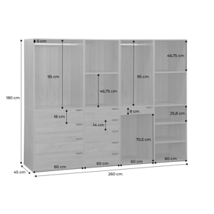 Kit dressing modulable décor bois 4 éléments MODULO