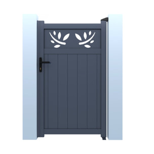 Portillon aluminium avec décor "Matheo" - 100 x 180 cm  - Gris