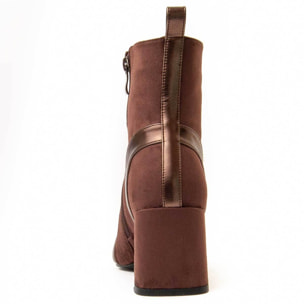 Botín De Tacón - Marron - Altura: 7 Cm