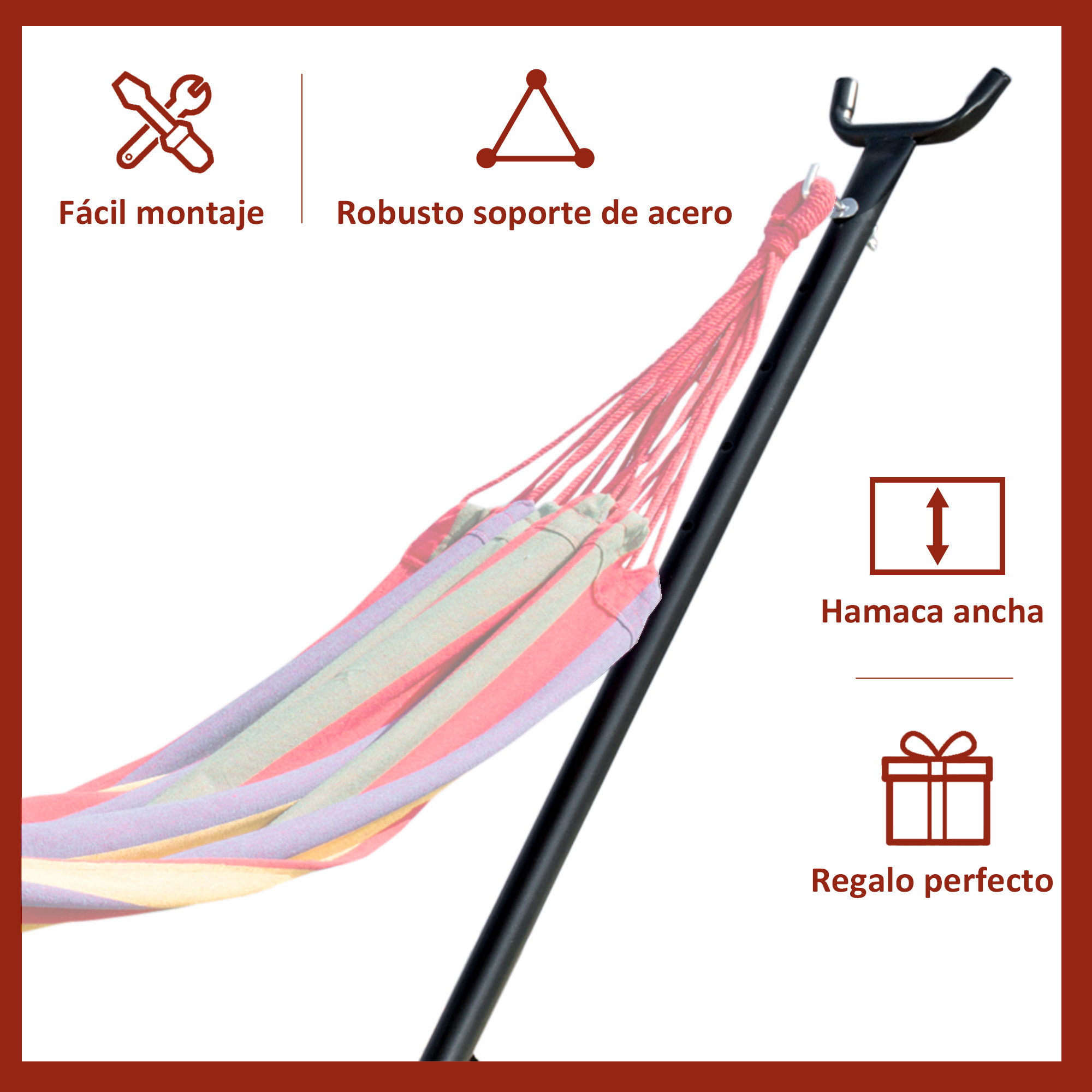 Soporte Ajustable para Hamaca Universal Estructura de Hierro Carga Hasta 120 kg Pie para Hamaca 286x117x110 cm Negro