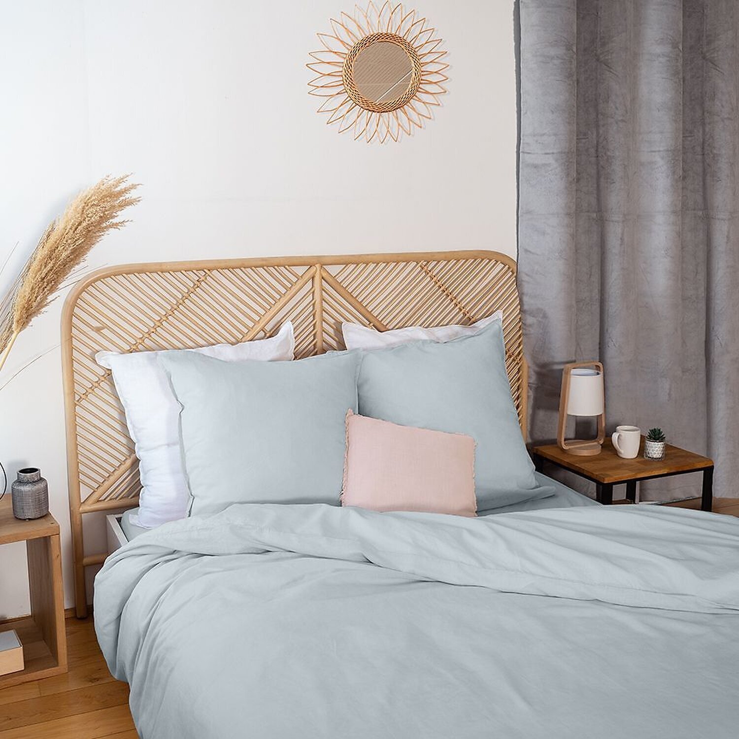 Parure Housse De Couette 3pcs 100% Lin/coton 57 Fils Lin MÉtis Uni