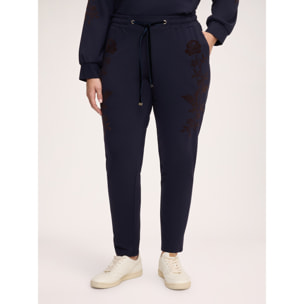 Fiorella Rubino - Joggers in jersey con flock - Blu