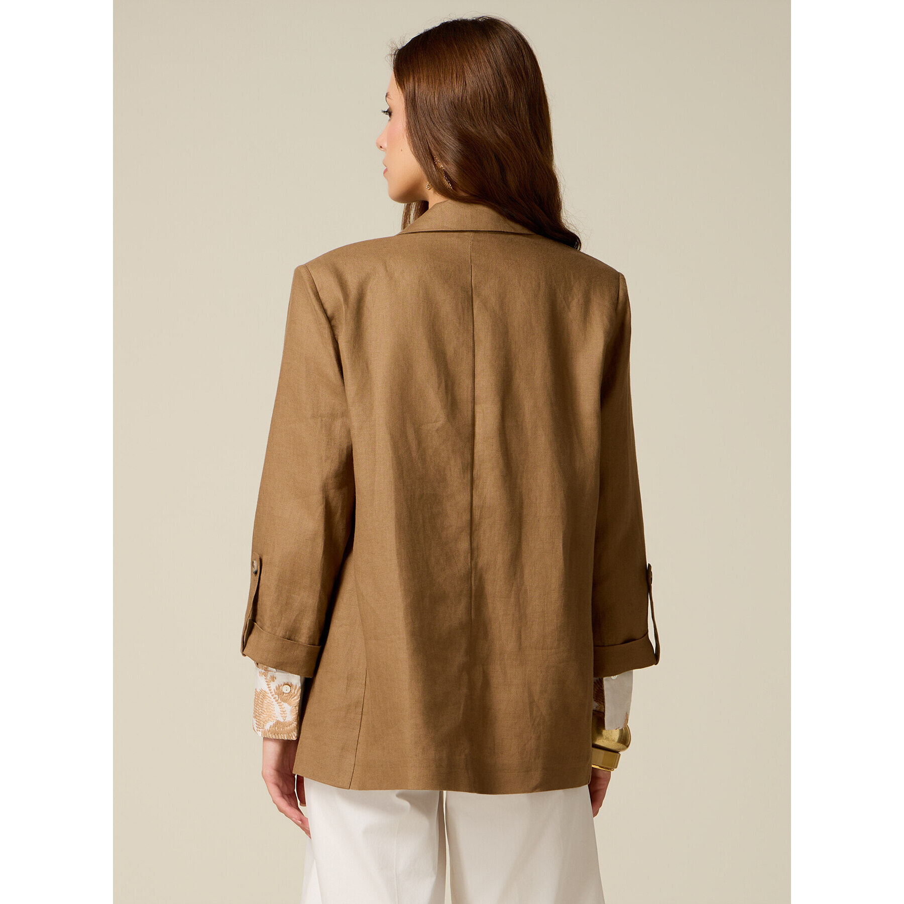 Oltre - Chaqueta desestructurada de lino - Beige
