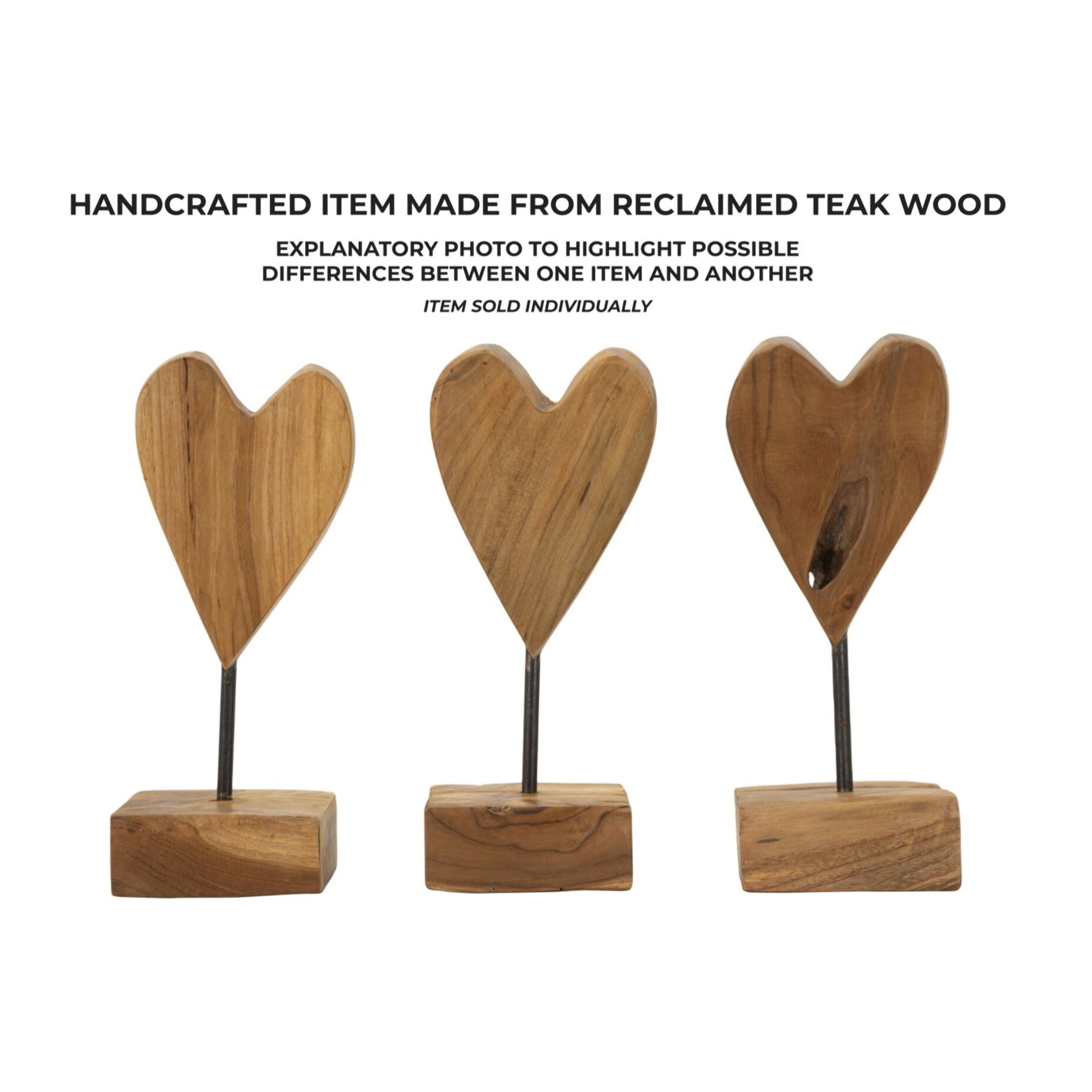 SCULTURA CUORE IN TEAK RIC. CM 10X10X25 (PEZZI UNICI - NON RIP. IN SERIE)