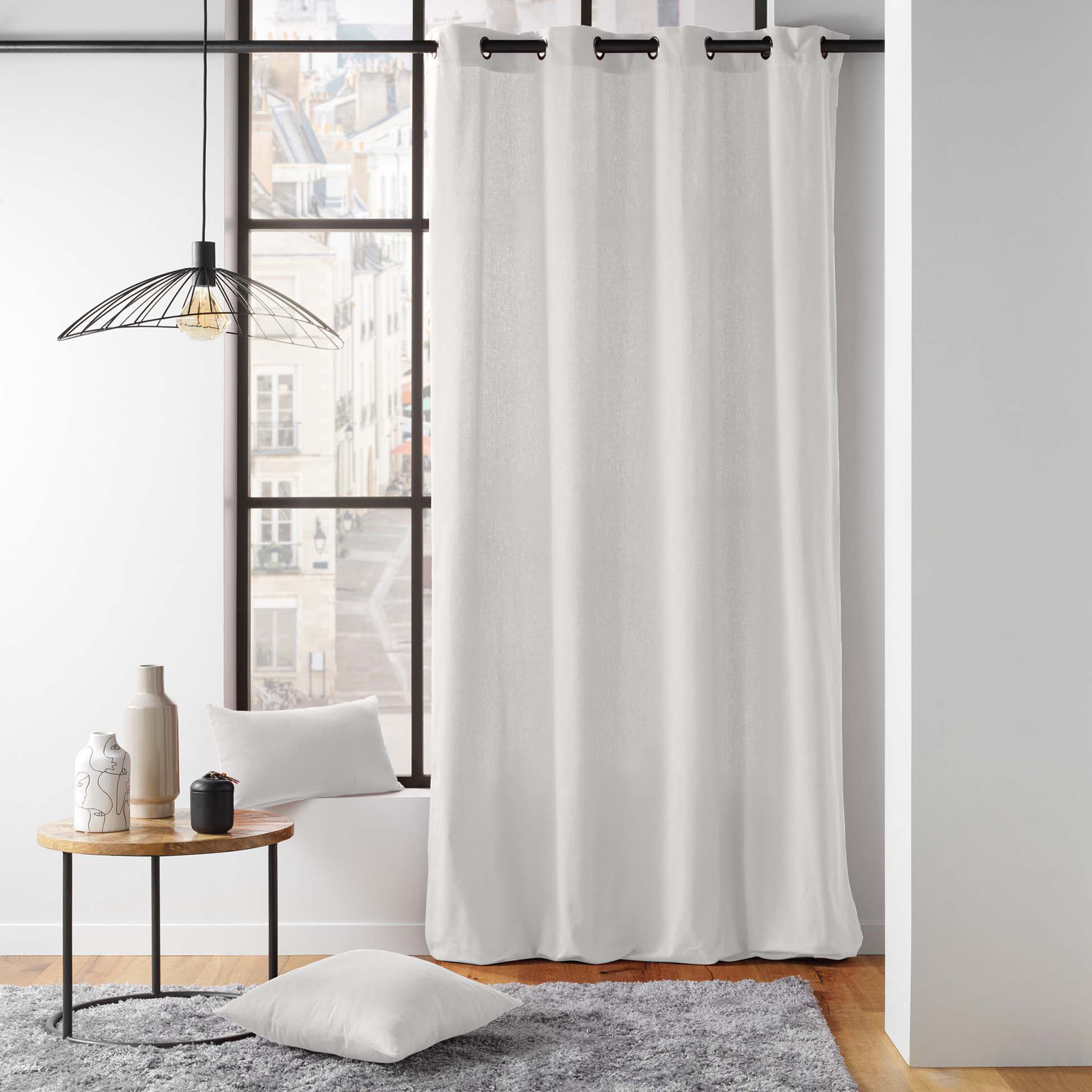 Rideau en poly-coton recyclé - Blanc