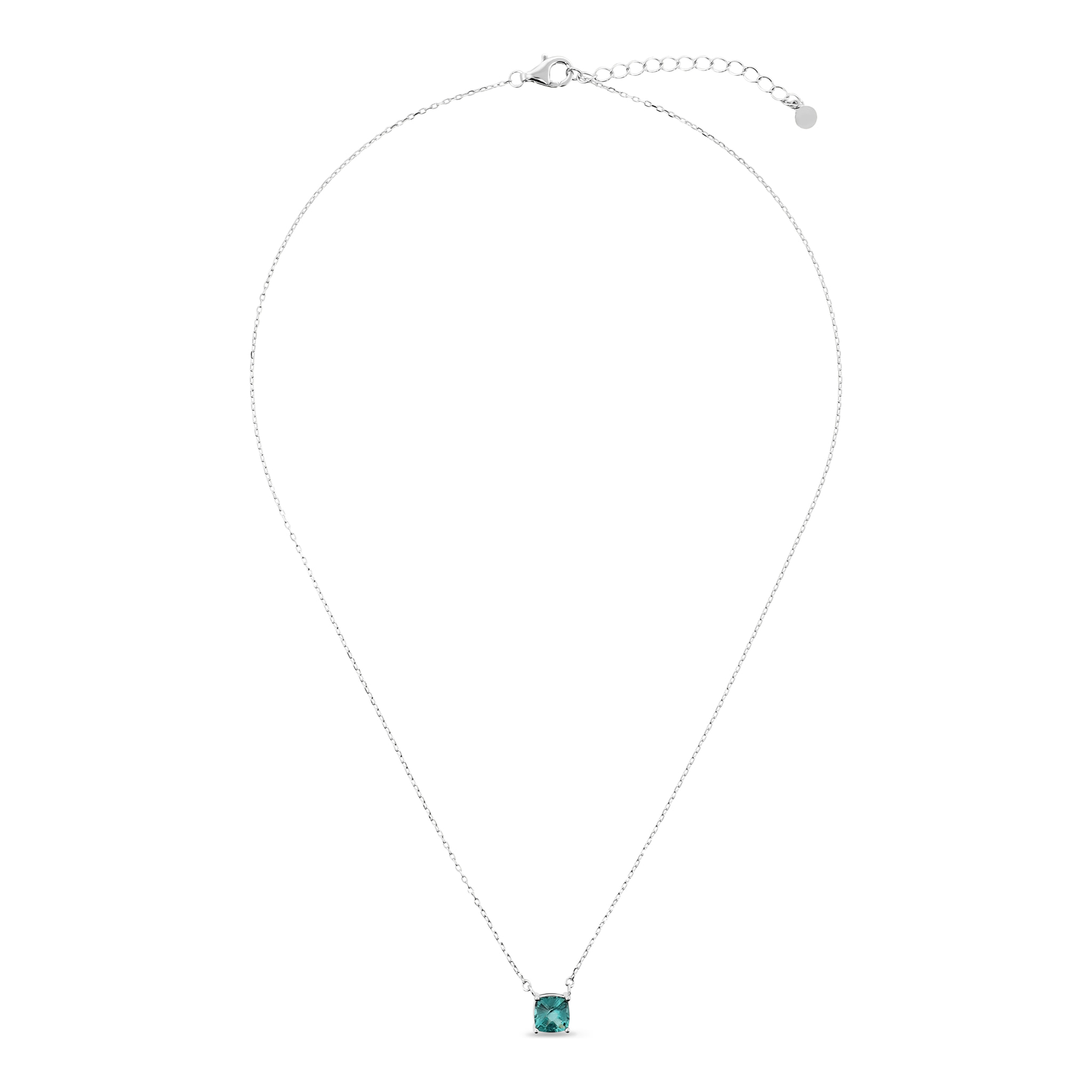 Collana in Argento 925 con Ciondolo in Pietra Prisma Gem Verde Acqua