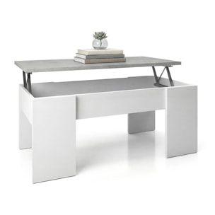 Mesa de centro elevable Vita Blanco Artik (Blanco Mate) - Gris Cemento