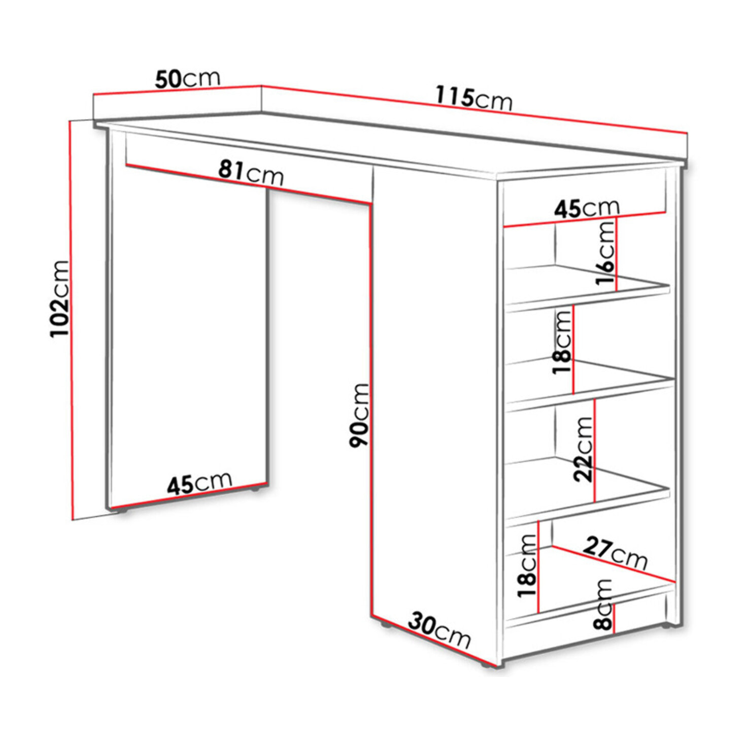 Drazic - table de bar avec rangements - blanc - de 2 à 4 personnes - Blanc