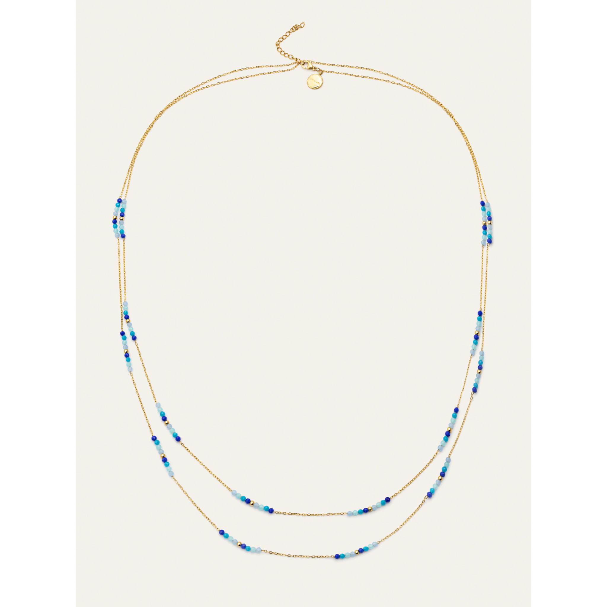 Collar Long Crystal Sea Acero Baño Oro