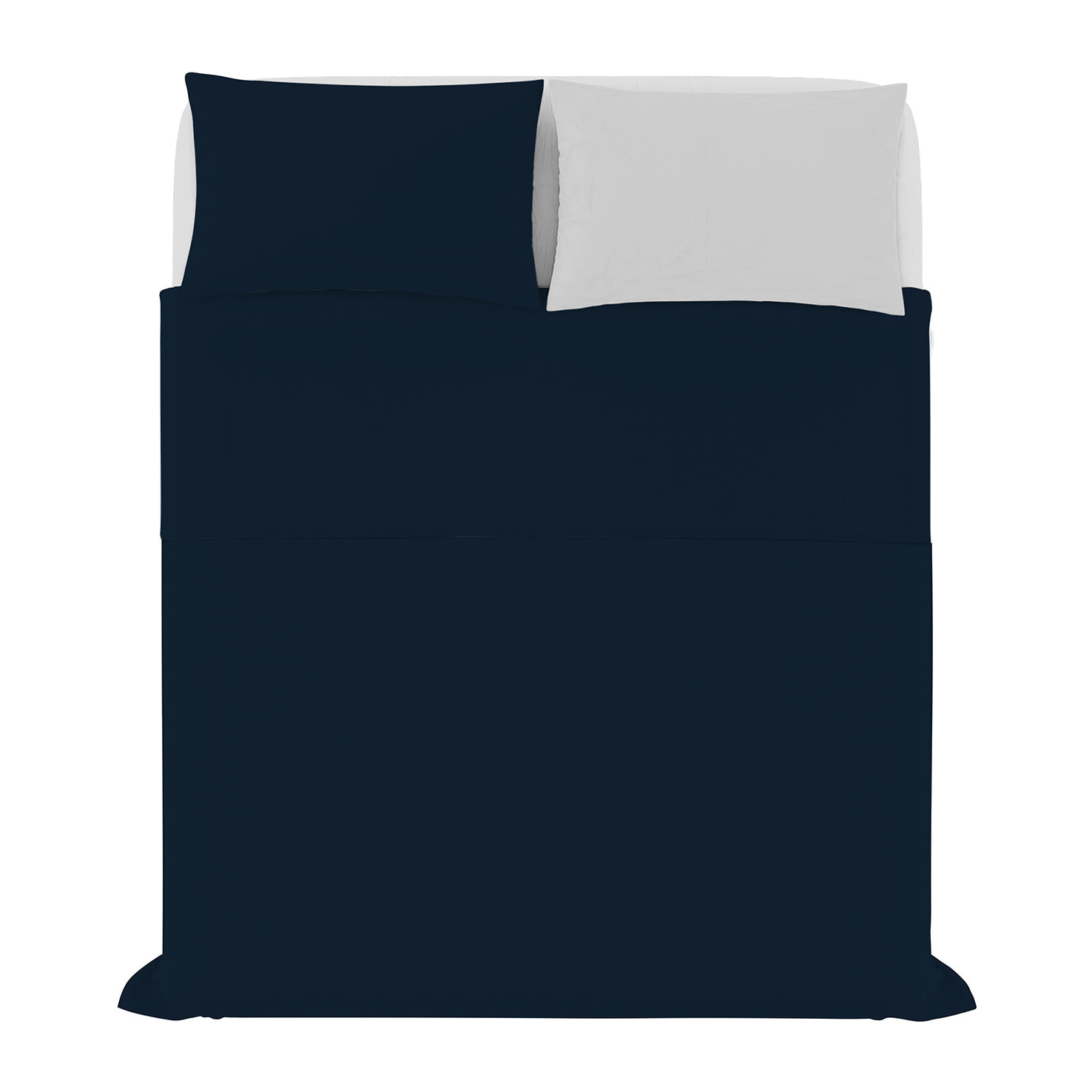 COMPLETO LETTO NATURAL COLOR, 100% Cotone, Made in Italy - BLU SCURO/GRIGIO CHIARO