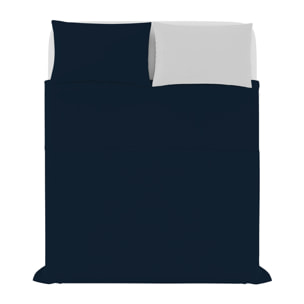 COMPLETO LETTO NATURAL COLOR, 100% Cotone, Made in Italy - BLU SCURO/GRIGIO CHIARO