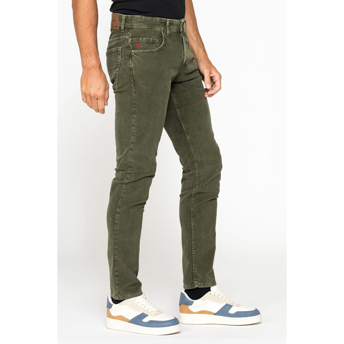 PANTALONE SLIM FIT IN VELLUTO STRETCH TINTURA ACID WASH