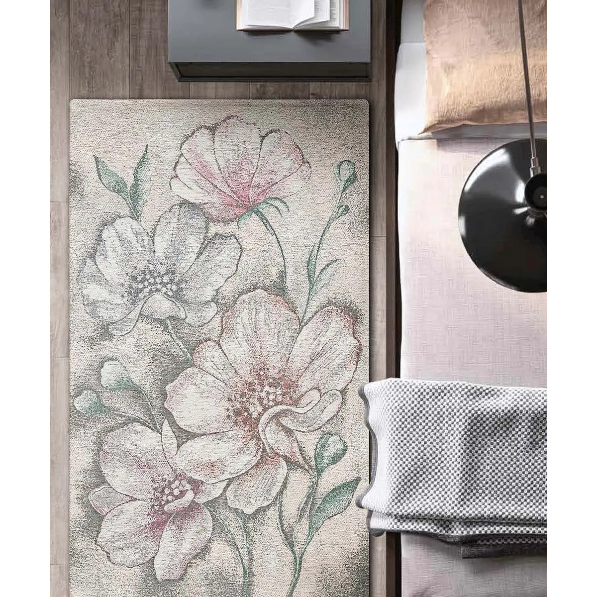 Tappeto Arredo Fiori Lavabile Antiscivolo