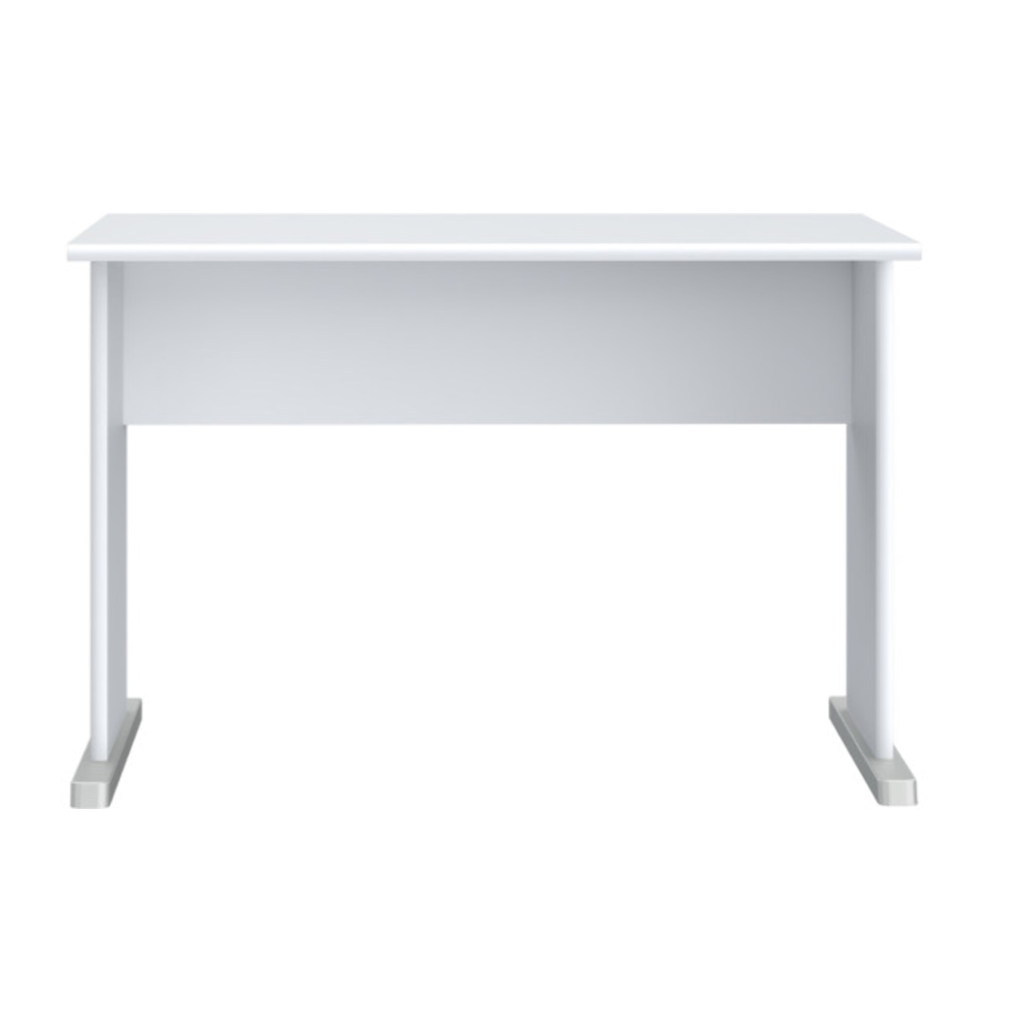 Bureau L. 108 cm décor blanc avec piètement effet aluminium - MIA