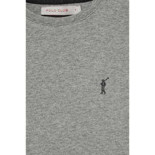 Camiseta gris vigoré de cuello redondo con bordado Rigby Go