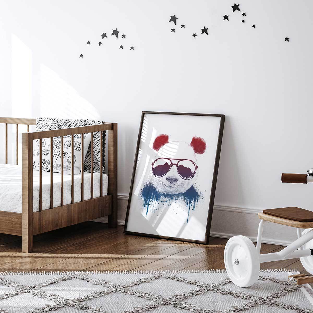 Affiche enfant panda Affiche sous cadre noir