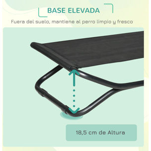 Cama Elevada Plegable Cama para Mascotas Pequeños Medianos de Malla Transpirable Acero 92x56,5x19,5 cm Negro