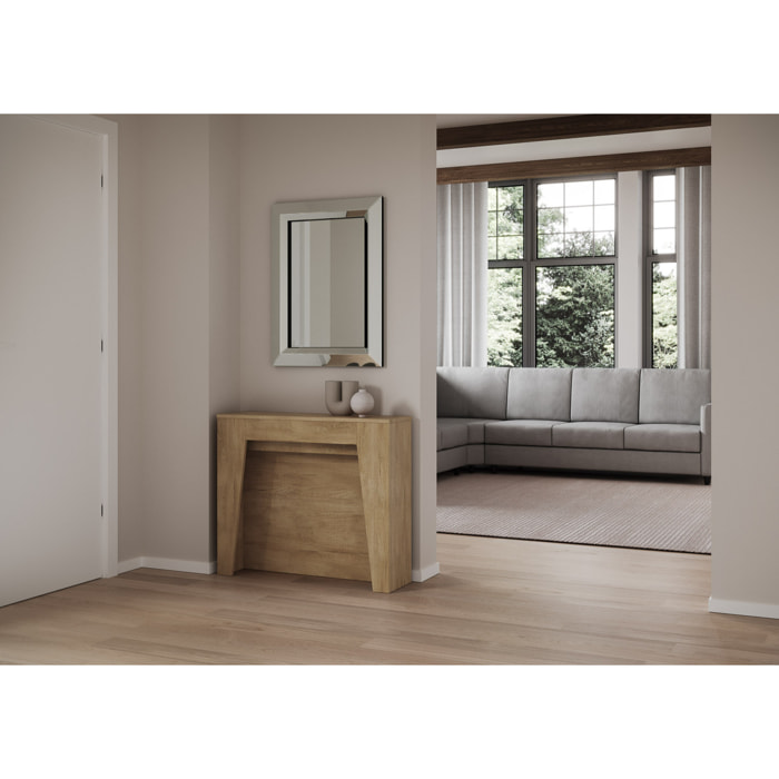 Console Extensible 90x25/211 cm Anea Chêne Nature rallonges internes