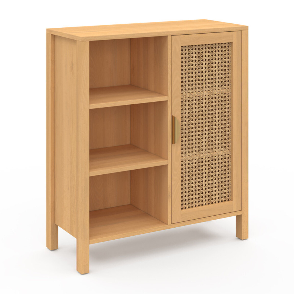 Buffet Eve 3 étagères et placard en cannage H80cm