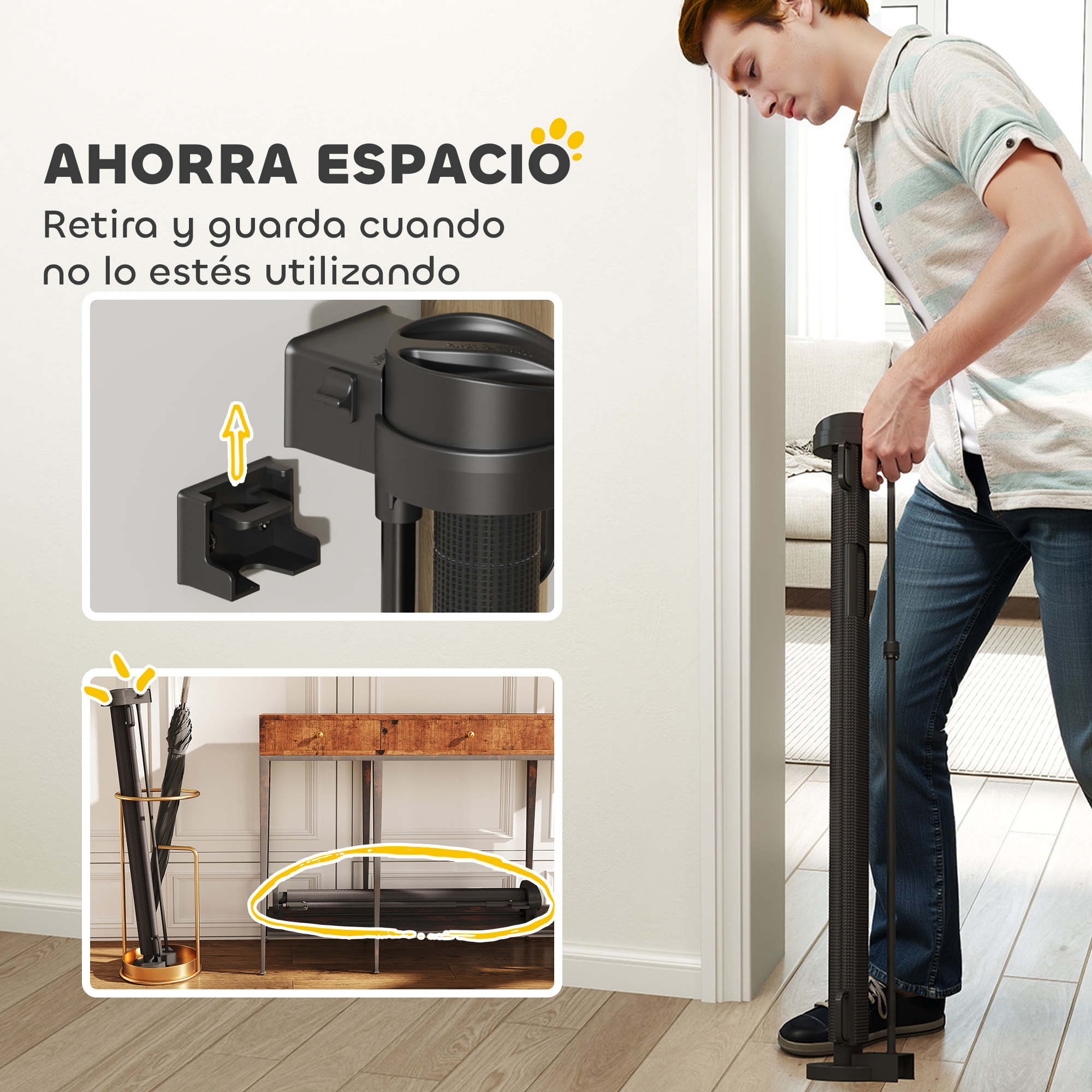 Barrera de Seguridad para Perros Retráctil 0-136 cm Puerta para Perros Pequeños Extensible con Interruptor de Cierre Red de Seguridad para Pasillos Escaleras Interiores y Exteriores