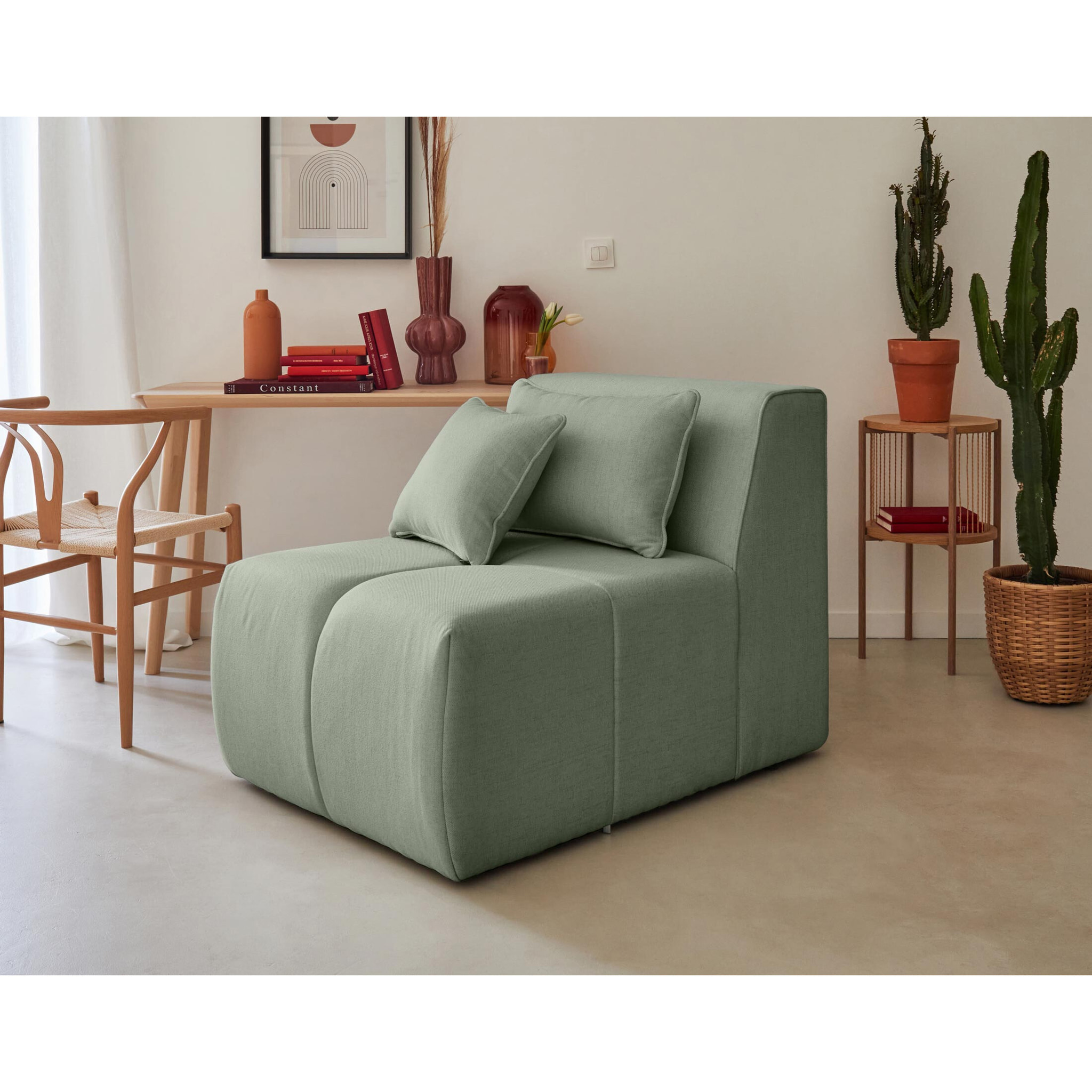 Caracas - module d'assise sans accoudoirs - en tissu - Vert sauge